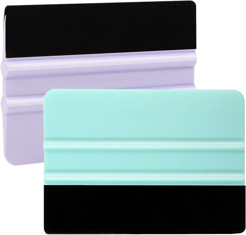 WRAPXPERT Squeegee for Vinyl- Felt Vinyl Squeegee 2 Pcs,Purple and Teal Squeegees Scraper Tool Kit for Crafts Car Wrap Window Tint Wallpaper Glass Film Application - Image 1